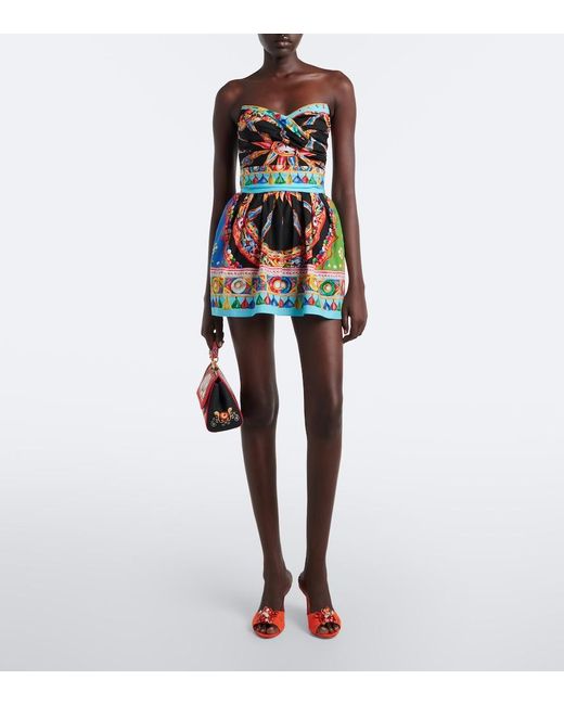 Dolce & Gabbana Multicolor Carretto Cotton Minidress