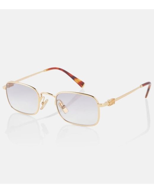 Miu Miu Metallic Logo Rectangular Sunglasses