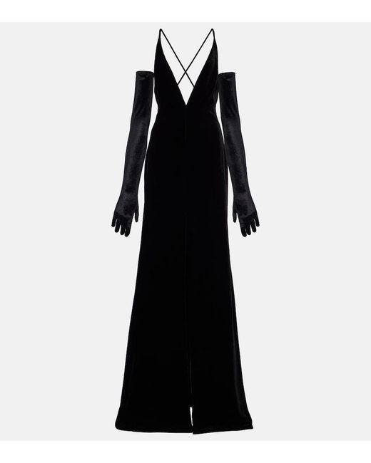 Costarellos Black Velvet Gown