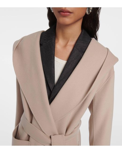 Max Mara Priscilla Virgin Wool Wrap Coat in Natural Lyst UK