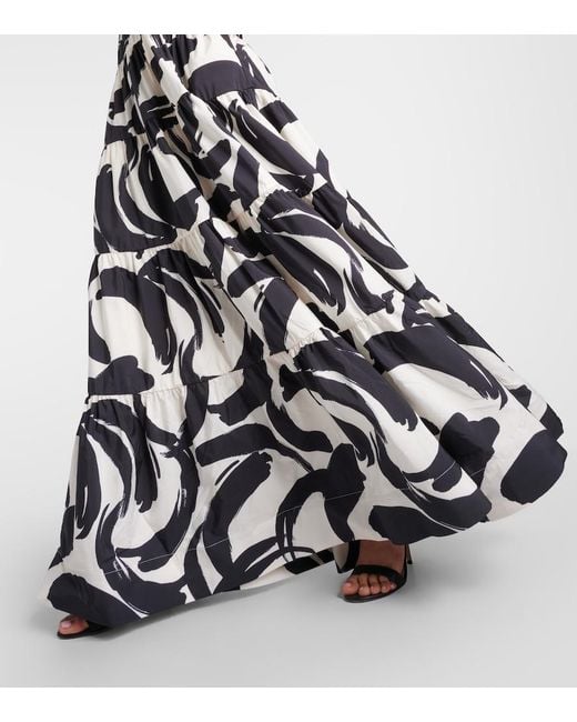Rebecca Vallance White Pompidou Printed Taffeta Maxi Dress