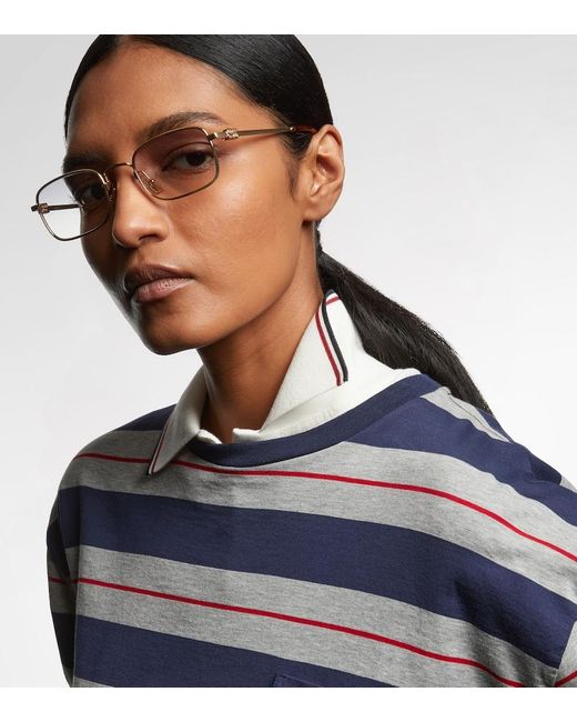 Miu Miu Metallic Logo Rectangular Sunglasses