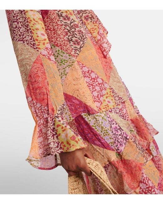 Rixo Pink Jovie Patchwork Top