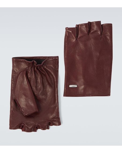 Our Legacy Biker Leather Fingerless Gloves in Brown for Men