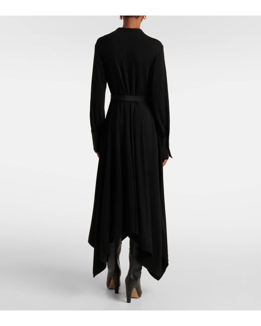 Joseph Black Asymmetric Jersey Midi Dress