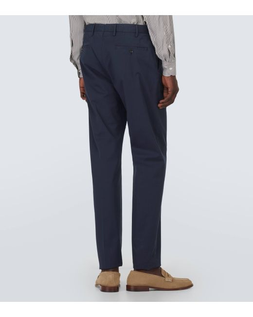 Incotex Blue Cotton-blend Straight Pants for men