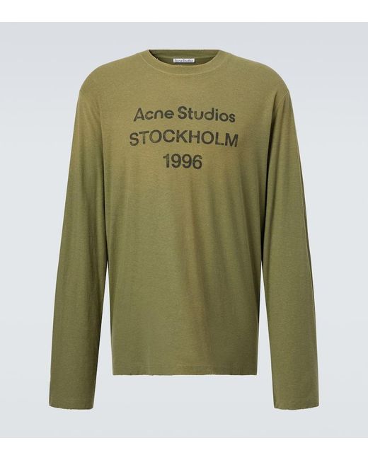 Camiseta De Algodon Y Jersey Con Logo Acne de hombre de color Green