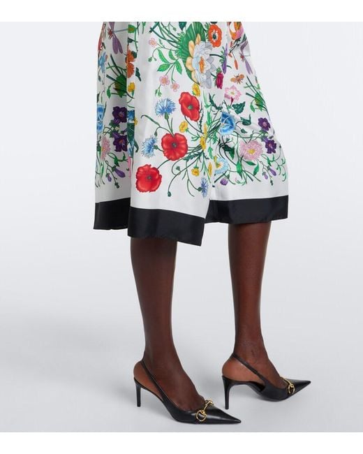 Gucci White Flora Silk Twill Culottes