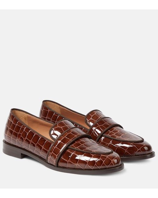 Aquazzura Brown Martin Croc-Effect Leather Loafers
