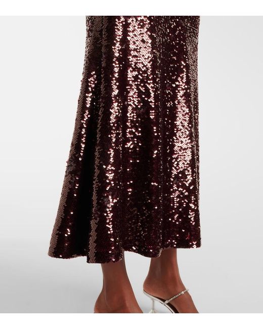 Self-Portrait Purple Sequined Cutout Midi Dress