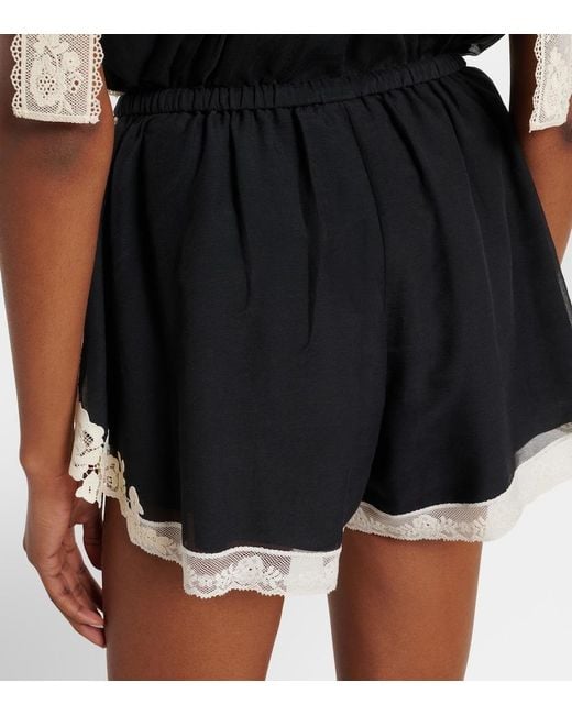 Zimmermann Black Roselight Cotton And Silk Shorts