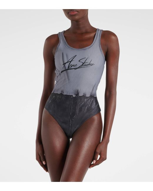 Acne Gray Elea Printed Swimsuit