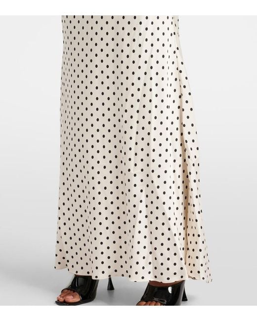 Self-Portrait White Floral-Applique Polka-Dot Satin Maxi Dress