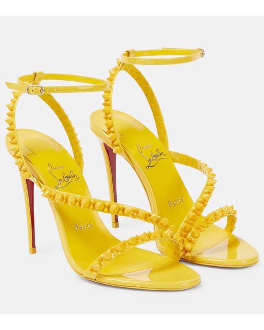 Christian Louboutin Mafaldina Spikes 100 Leather Sandals Lyst