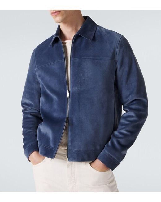 Zegna Blue Suede Jacket for men