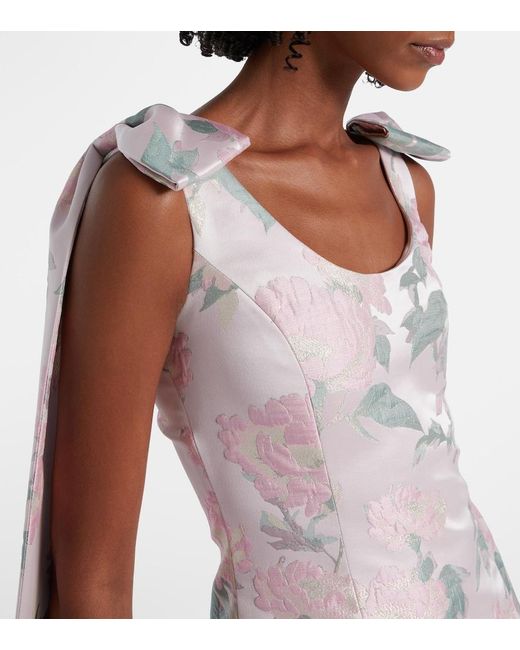 Markarian Pink Gita Floral Brocade Minidress