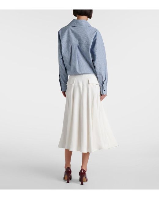 Bottega Veneta White Pleated Midi Skirt
