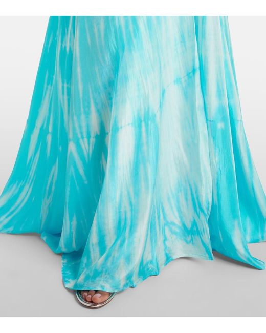 Anna Kosturova Blue Silk Maxi Dress