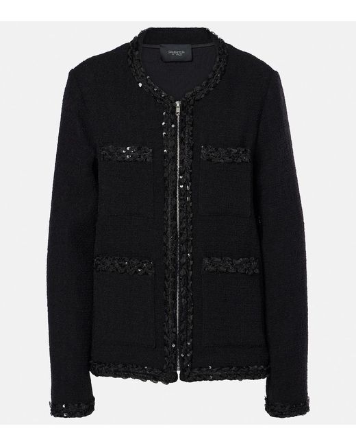 Giambattista Valli Black Sequined Wool-Blend Jacket