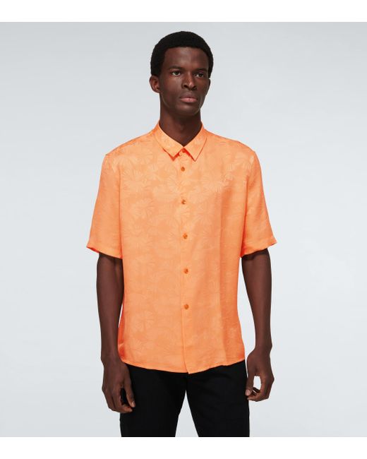 Saint Laurent Short-sleeved Floral Silk Shirt in Orange for Men | Lyst