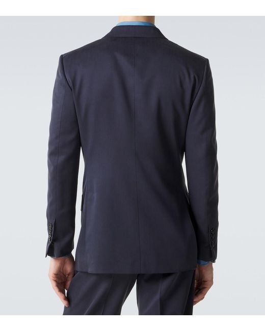 Tom Ford Blue Double-Breasted Silk Blazer for men