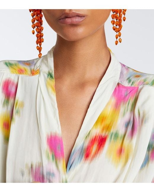 Isabel Marant Metallic Floral Pleated Satin Midi Dress