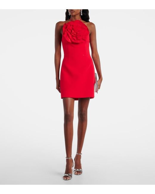 Rebecca Vallance Red Cameron Floral-Applique Crepe Minidress