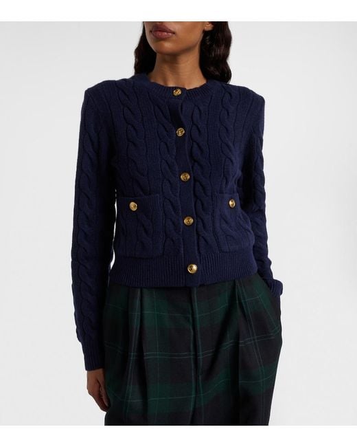 Polo Ralph Lauren Blue Cable-Knit Wool And Cashmere Cardigan