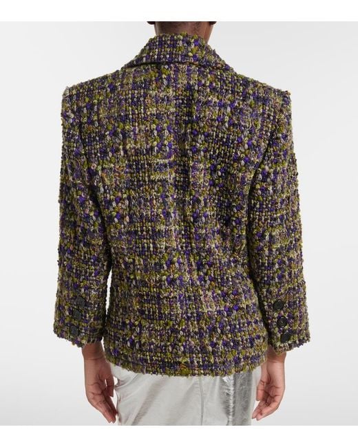 Saint Laurent Brown Wool-Blend Tweed Jacket