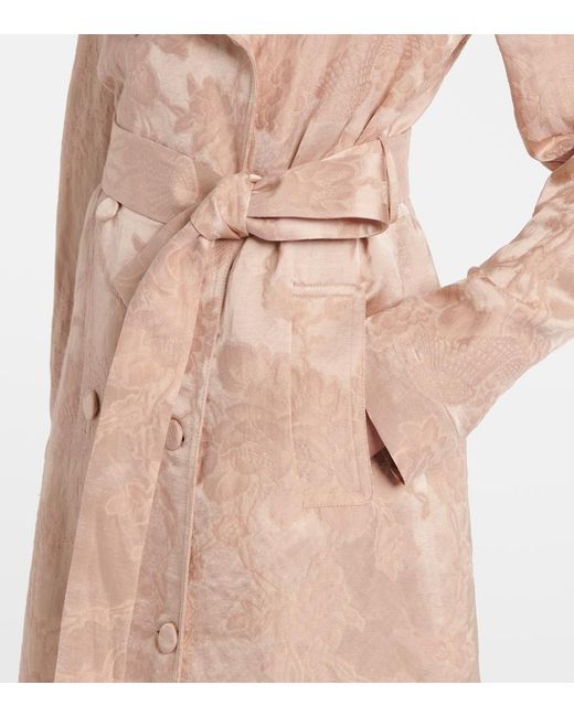 Dries Van Noten Pink Floral Linen-Blend Jacquard Coat