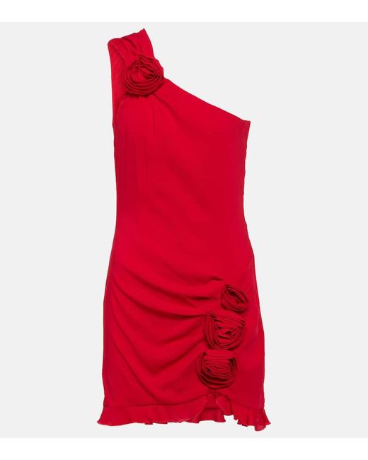 Blumarine Red Floral-Applique Crepe Minidress