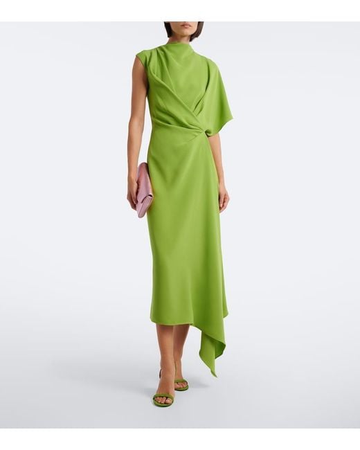 Roksanda Green Elva Asymmetric Crepe Midi Dress