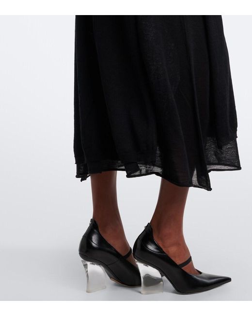 Fendi Black Hooded Wool Midi Dress