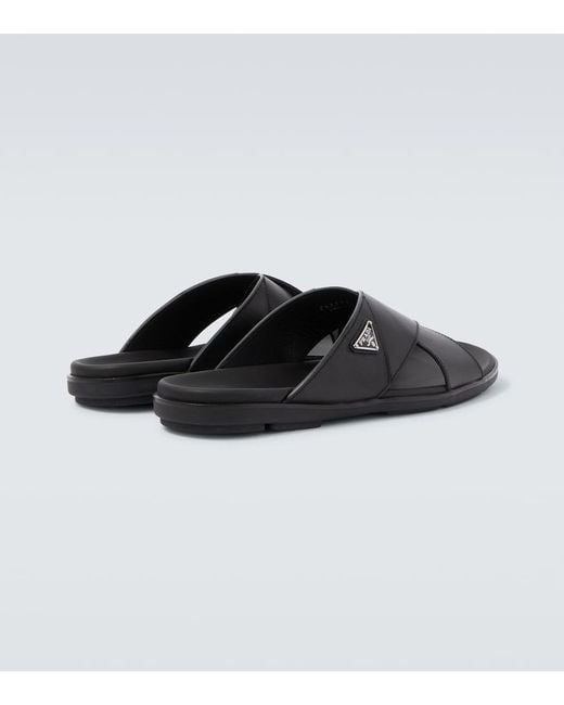 Prada Black Leather Sandals for men