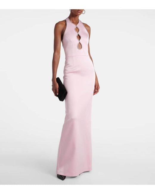 Rebecca Vallance Akari Cutout Halterneck Satin Gown in Pink | Lyst UK