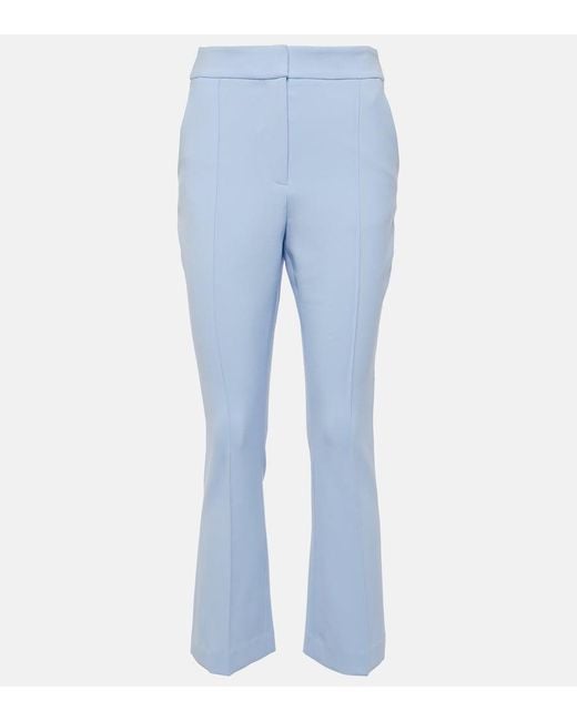 Veronica Beard Blue Tani Cropped High-Rise Flared Pants