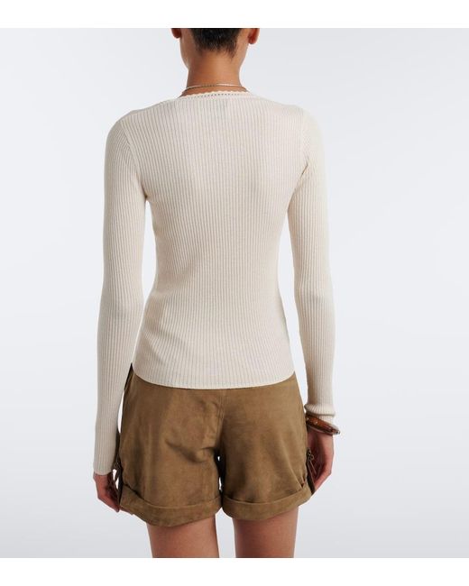 Isabel Marant White Selenie Ribbed-Knit Silk And Cotton Sweater
