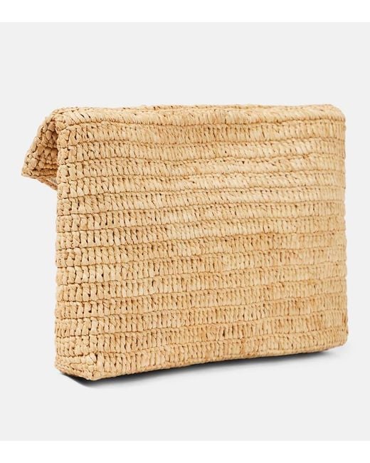 Pouch Cassandre Large De Rafia Saint Laurent de color Natural
