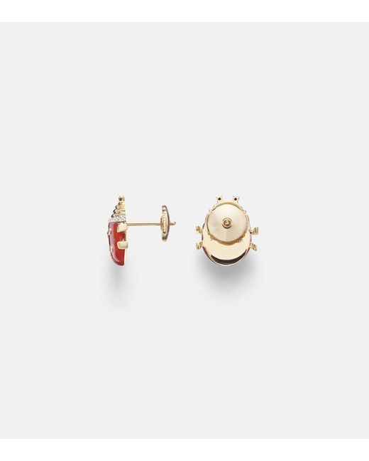 Yvonne Léon White Coccinelle 9Kt Earrings With Gemstones