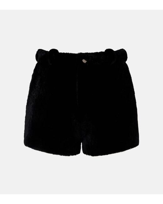 Nour Hammour Black Leontine Shearling Shorts