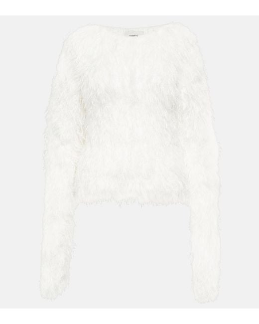 Coperni White Flauschiger Strickpullover