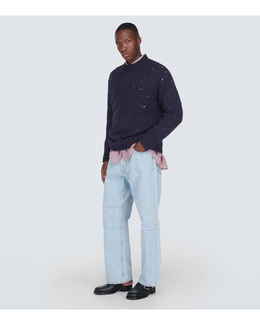 Our Legacy Blue Needle Drop Raglan Wool-Blend Sweater for men