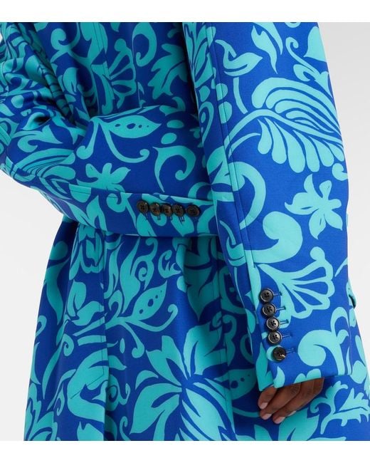 Dries Van Noten Blue Rosea Printed Coat