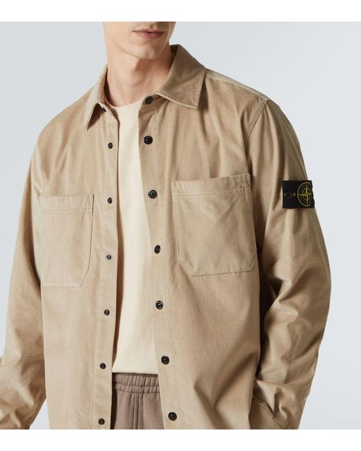 Stone Island Hemd Compass Aus Baumwoll-Cord in Natural für Herren