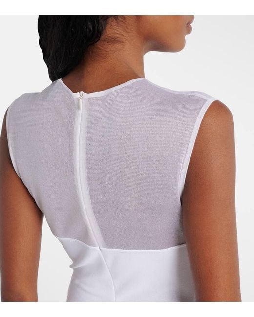 Alaïa White Mesh-Trimmed Maxi Dress