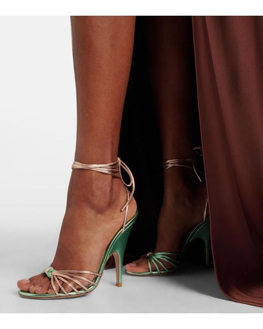 Gianvito Rossi Metallic Leather Slingback Sandals