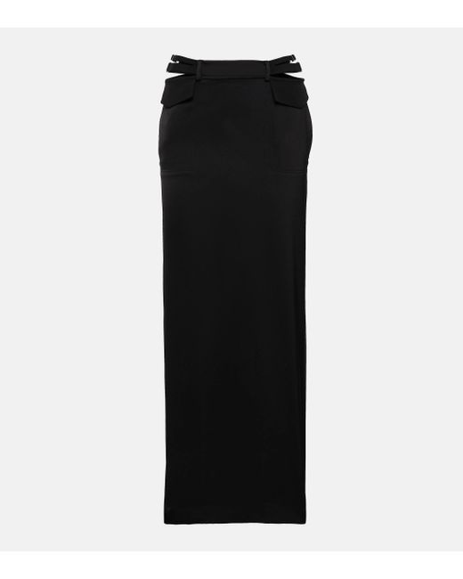 Dion Lee Black Pocket Column Mid-rise Satin Maxi Skirt
