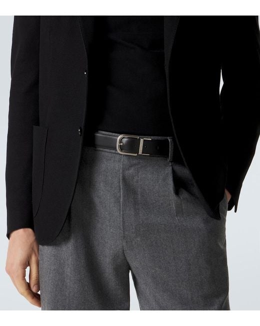 Lardini Black Logo Leather Belt for men