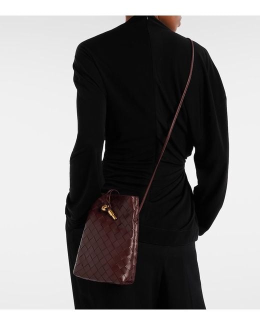 Bottega Veneta Purple Andiamo Intrecciato Leather Phone Pouch