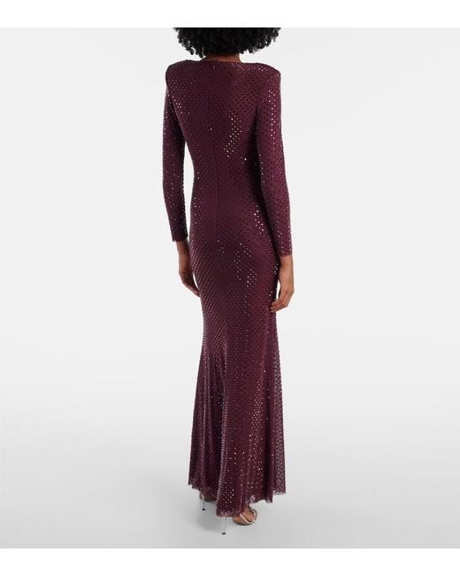 Self-Portrait Purple Cutout Embellished Mesh Gown
